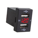 5V 2.1A Dual USB Power Chargers With Red LED Voltmeter For Toyota