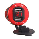 Car Motorcycle 5V 2.1A+1A Dual USB Power Chargers With LED Voltmeter Red