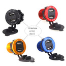 Car Motorcycle 5V 2.1A+1A Dual USB Power Chargers With LED Voltmeter Red