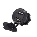 Car Motorcycle 5V 2.1A+1A Dual USB Power Chargers W/ Red LED Voltmeter Black