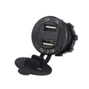 Car Motorcycle 5V 2.1A+1A Dual USB Power Chargers W/ Red LED Voltmeter Black