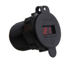 Car Motorcycle 5V 2.1A+1A Dual USB Power Chargers W/ Red LED Voltmeter Black