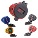 Car Motorcycle 5V 2.1A+1A Dual USB Power Chargers W/ Red LED Voltmeter Black