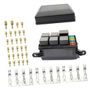 1 Set 6 Way ATO/ATC Fuses Holder Block Relay Box Spade Terminal 4Pin & 5Pin 12V 40A Relays Thermoplastic