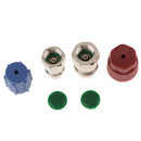Pack of 2 1/4SAE A/C Service Charging Port Adapters Hi/ Low Retrofit R12 R22 To R134a with Caps