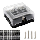 6-Way Blade Fuse Box 32V LED Illuminated Automotive Fuse Block for Car Boat Marine Trike with LED Indicator Light Kit