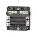 6-Way Blade Fuse Box 32V LED Illuminated Automotive Fuse Block for Car Boat Marine Trike with LED Indicator Light Kit