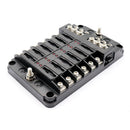 12-Way Blade Fuse Box 32V LED Illuminated Automotive Fuse Block for Car Boat Marine Trike with LED Indicator Light Kit