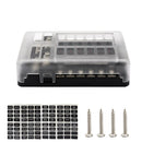 12-Way Blade Fuse Box 32V LED Illuminated Automotive Fuse Block for Car Boat Marine Trike with LED Indicator Light Kit