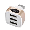 Quelima 2.0 USB Interface Splitter Adapter for Car Travel Home Use - White Golden