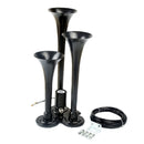 Loud 150dB 3/Triple Trumpet Train Air Horn With 12V Electric Solenoid Black
