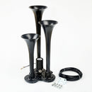 Loud 150dB 3/Triple Trumpet Train Air Horn With 12V Electric Solenoid Black