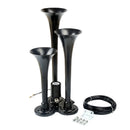 Loud 150dB 3/Triple Trumpet Train Air Horn With 12V Electric Solenoid Black