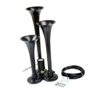 Loud 150dB 3/Triple Trumpet Train Air Horn With 12V Electric Solenoid Black