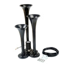 Loud 150dB 3/Triple Trumpet Train Air Horn With 12V Electric Solenoid Black