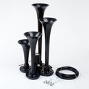 Loud 150dB 4/Four Trumpet Train Air Horn With 12V Electric Solenoid Black