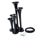 Loud 150dB 4/Four Trumpet Train Air Horn With 12V Electric Solenoid Black