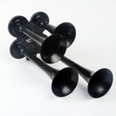 Loud 150dB 4/Four Trumpet Train Air Horn With 12V Electric Solenoid Black