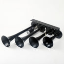 150DB Single Row Four Trumpet Train Air Horn 12V Electric Solenoid Black