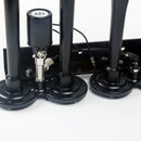 150DB Single Row Four Trumpet Train Air Horn 12V Electric Solenoid Black