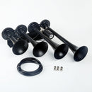 150DB Single Row Four Trumpet Train Air Horn 12V Electric Solenoid Black