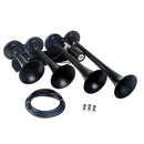 150DB Single Row Four Trumpet Train Air Horn 12V Electric Solenoid Black