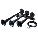 150DB Single Row Triple Trumpet Train Air Horn 12V Electric Solenoid Black