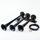 150DB Single Row Triple Trumpet Train Air Horn 12V Electric Solenoid Black