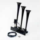 150DB Single Row Triple Trumpet Train Air Horn 12V Electric Solenoid Black