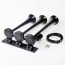 150DB Single Row Triple Trumpet Train Air Horn 12V Electric Solenoid Black