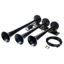 150DB Single Row Triple Trumpet Train Air Horn 12V Electric Solenoid Black