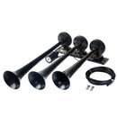 150DB Single Row Triple Trumpet Train Air Horn 12V Electric Solenoid Black