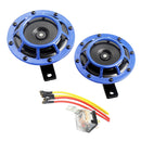 Super Loud Blast Tone Grill Mount 12V Electric Compact Car Horn Kit Blue