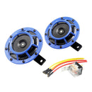 Super Loud Blast Tone Grill Mount 12V Electric Compact Car Horn Kit Blue