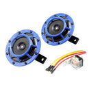 Super Loud Blast Tone Grill Mount 12V Electric Compact Car Horn Kit Blue