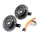 Super Loud Blast Tone Grill Mount 12V Electric Compact Car Horn Kit Black