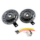 Super Loud Blast Tone Grill Mount 12V Electric Compact Car Horn Kit Black