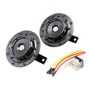 Super Loud Blast Tone Grill Mount 12V Electric Compact Car Horn Kit Black