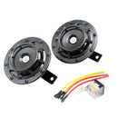 Super Loud Blast Tone Grill Mount 12V Electric Compact Car Horn Kit Black