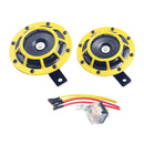 Super Loud Blast Tone Grill Mount 12V Electric Compact Car Horn Kit Yellow