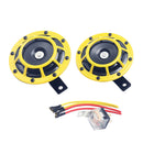 Super Loud Blast Tone Grill Mount 12V Electric Compact Car Horn Kit Yellow