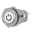Latching Push Button Switch ON/OFF Green Stainless Steel Shell with Blue LED Ring Suitable for 16mm/4.57'' Mounting Hole