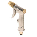 Silver Garden Hose Nozzle Heavy Duty Metal Spray Gun Sprayer Brass for Car Washing,Plants Watering,Pets Shower,Floor Cleaning