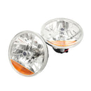 2Pcs 7 Inch Blue Dot Tri-Bar H4 Headlight Clear Lens For Ford Chevy Ford