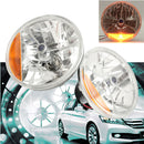 2Pcs 7 Inch Blue Dot Tri-Bar H4 Headlight Clear Lens For Ford Chevy Ford