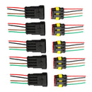 4 Pin Way Car Waterproof Electrical Connector Plug with Wire AWG Marine Pack of 5