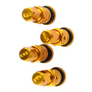 4x Aluminum Bolt-in Car Tubeless Wheel Tire Valve Stem With Dust Cap Golden