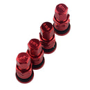 4PCS Aluminum Bolt-in Car Tubeless Wheel Tire Valve Stem With Dust Cap Red