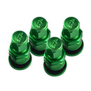 4x Aluminum Bolt-in Car Tubeless Wheel Tire Valve Stem With Dust Cap Green