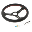 14inch/350mm Auto Car Racing Steering Wheel Cover Black PVC Leather+Horn Button